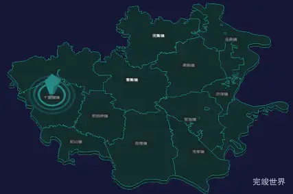 threejs荆门市沙洋县geoJson地图3d地图添加旋转棱锥